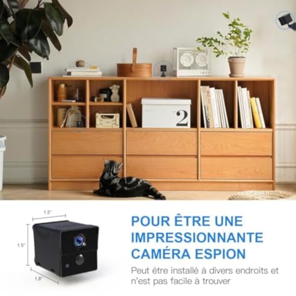 AOBOCAM Camera Espion, 2024 NOUVELLE150 Jours Standby 4K HD Mini Caméra de Surveillance Interieur/extérieur Conversation Bidirectionnelle/IA détection de Mouvement Humain Caméra Cachée (XS) – Image 7