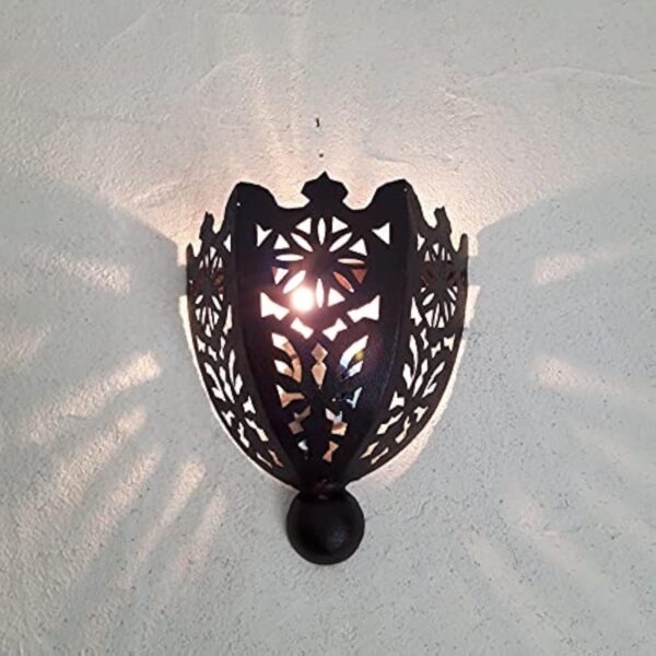 Applique Murale Fer forgé Marocaine Lampe Lanterne Lustre photophore Orientale Hauteur 22 cm – Image 3