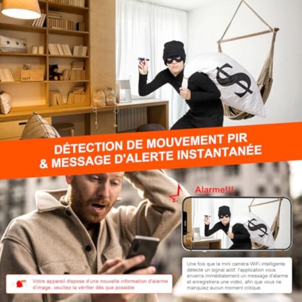 Bextgoo Mini Camera Espion sans Fil, Options Wi-FI 2,4G ou sans Wi-FI, 4K Mini Caméra de Surveillance Interieur/Extérieur avec avec Carte TF 32 Go, Vision Nocturne, Détection de Mouvement – Image 6