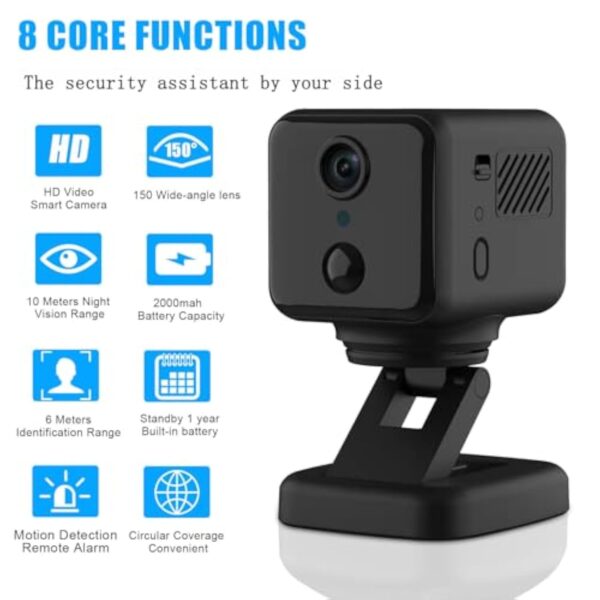 Caméra Cachée WiFi Mini Caméra Espion 1080P Caméra de Sécurité WiFi Intérieure sans Fil à 360 ° avec Application Caméra Portable avec Télécommande avec Détection De Mouvement par Vision Nocturne – Image 4