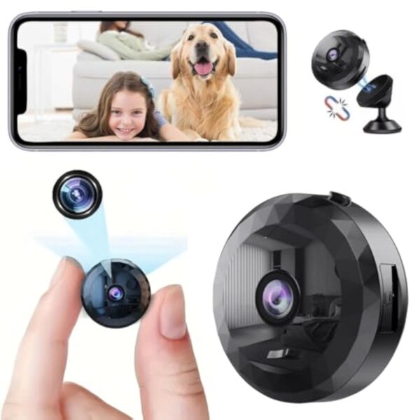 DVONE Mini Caméra Espion, WiFi 1080P HD Mini Caméra de Surveillance Interieur/Extérieur sans Fil avec Audio et Vidéo, avec Enregistrement Longue Batteries, pour l'extérieur/intérieur