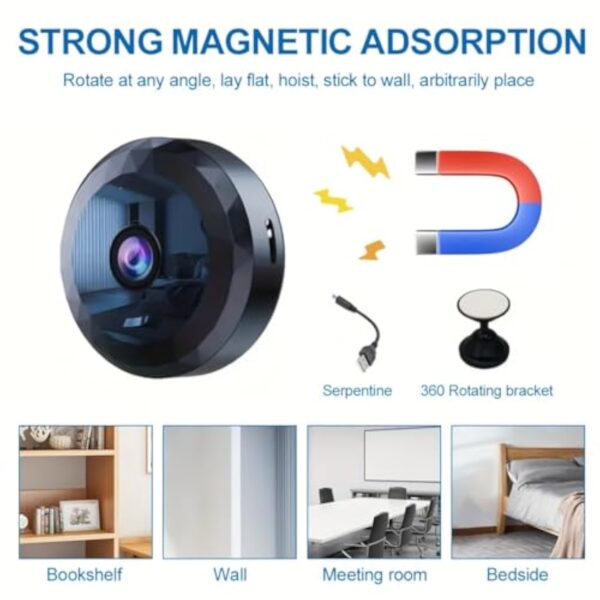 DVONE Mini Caméra Espion, WiFi 1080P HD Mini Caméra de Surveillance Interieur/Extérieur sans Fil avec Audio et Vidéo, avec Enregistrement Longue Batteries, pour l'extérieur/intérieur – Image 4