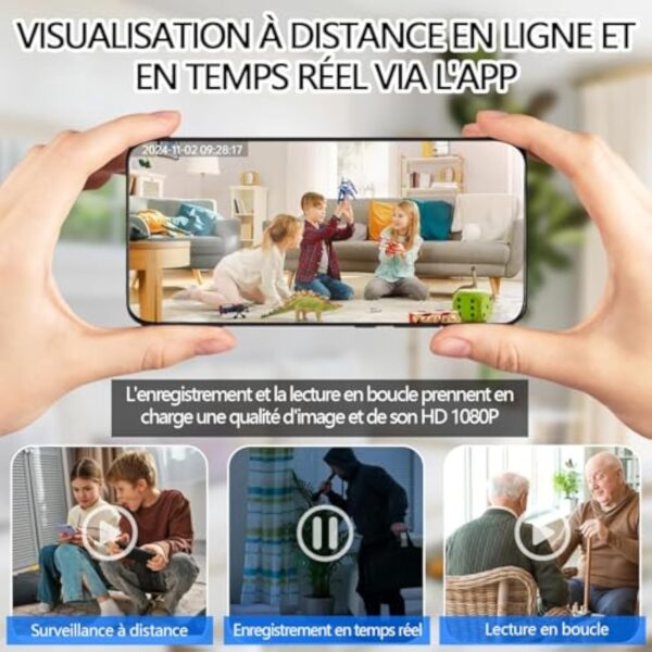 Générique Mini Camera Espion WiFi,1080P HD Mini Caméra Espion de Surveillance Interieur/extérieur,Nocturne et détection de Mouvement,Images Lisses,avec Fonction d'enregistrement. – Image 4