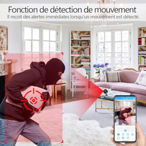 Générique Mini Camera Espion WiFi,1080P HD Mini Caméra Espion de Surveillance Interieur/extérieur,Nocturne et détection de Mouvement,Images Lisses,avec Fonction d'enregistrement. – Image 6