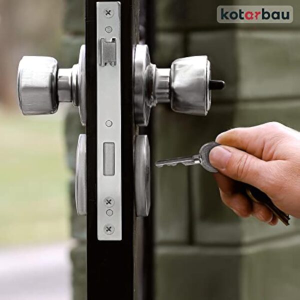 KOTARBAU® Serrure à larder 90/20 mm, DIN droite et gauche, pour porte, à cylindre profilé et à cadre tubulaire, avec contre-plaque, en acier galvanisé, de qualité supérieure, inoxydable Argenté – Image 3