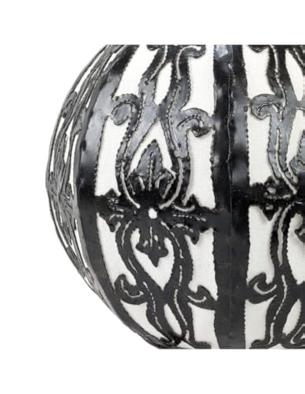 Lampe de chevet style lanterne marocaine en fer forgé noir et tissu blanc ⌀15cm. À équiper – Image 4