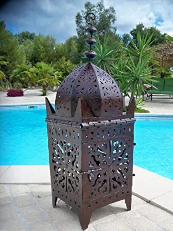 Lanterne Marocaine 90 cm Lampe Orientale photophore Marocain Bougie Fer forgé