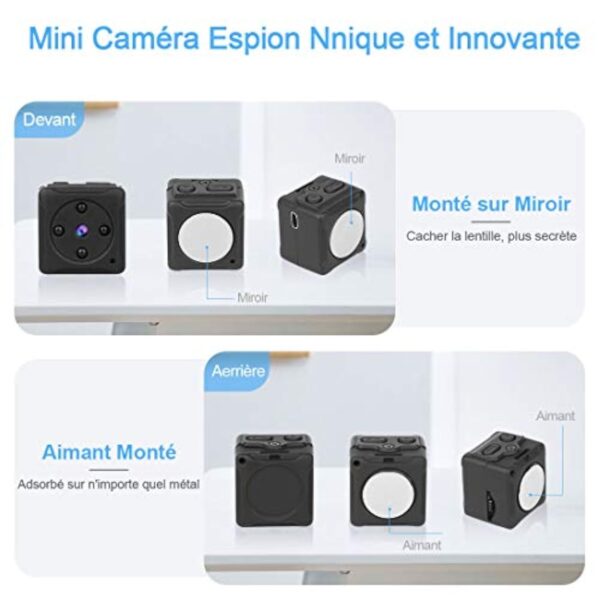 MHDYT Mini Camera Espion Enregistreur, Full HD 1080P Magnetic Spy Cam sans Fil Nanny Caméra Cachée avec Détection de Mouvement et Vision Nocturne, Interieur/Exterieur Micro Camera Surveillance – Image 4