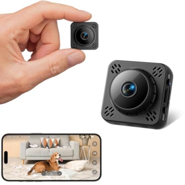 Mini Camera Espion sans Fil, WiFi Camera Surveillance Magnétique, Stockage Cloud Gratuit, Détection Mouvement & HD Vision Nocturne, Intérieur/Extérieur