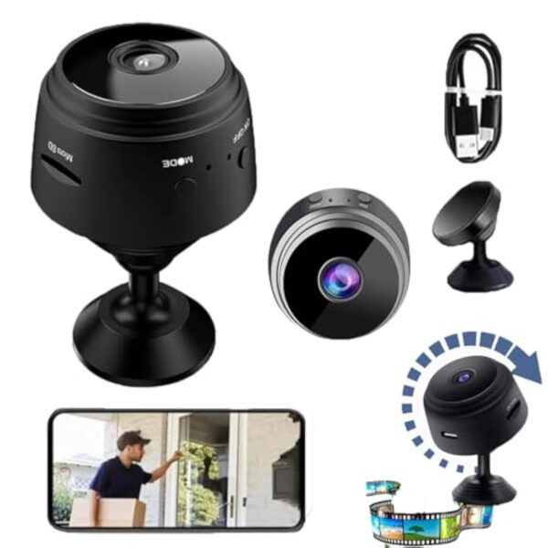 Mini Camera Espion Cachee Enregistreur Full HD 1080P Micro Caméra Caméra De Sécurité WiFi sans Fil Mini Caméra De Sécurité Magnétique pour Interieur Et Exterieur (1 pièce)