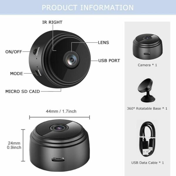 Mini Camera Espion Cachee Enregistreur Full HD 1080P Micro Caméra Caméra De Sécurité WiFi sans Fil Mini Caméra De Sécurité Magnétique pour Interieur Et Exterieur (1 pièce) – Image 4