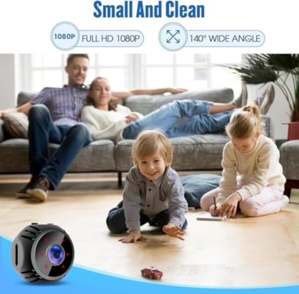 Mini caméra Espion sans Fil,1080P Camera Surveillance WiFi exterieure/Interieur sans Fil Micro Caméra Espio,avec Détection de Mouvement et Vision Nocturne,Enregistrement vidéo à Distance,IR Mode (S) – Image 5