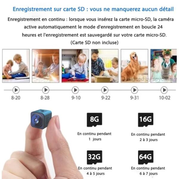 Mini caméra de surveillance 1080P Mini avec transmission en temps réel via une application mobile, caméra espion Full HD sans fil avec détection de mouvement et fonction d'enregistrement, caméra de su – Image 4