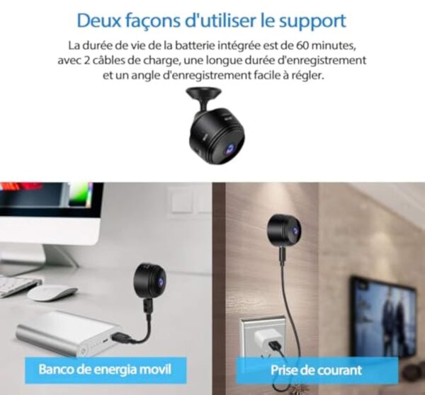 Mini caméra espion sans fil,1080P camera surveillance wifi exterieure/ interieur sans fil Micro Caméra Espio,avec Détection de Mouvement et Vision Nocturne,Enregistrement vidéo à distance (S) – Image 4