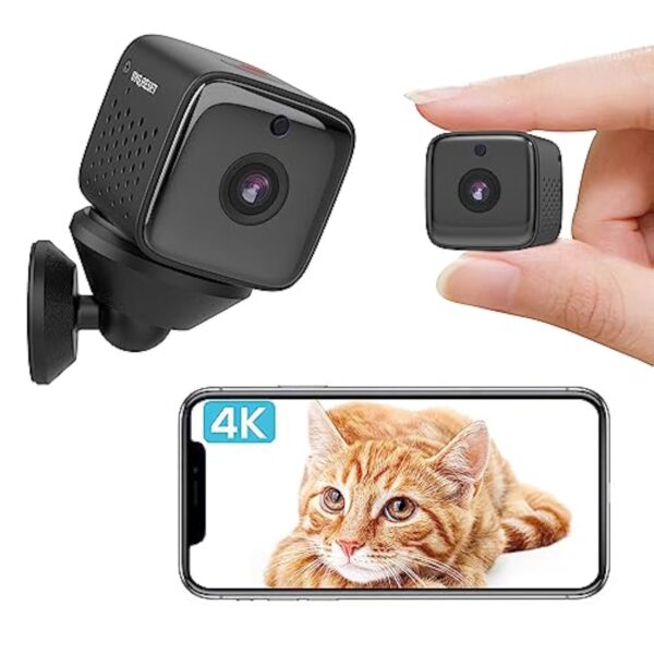 [ Nouvelle ] 4K Mini WIFI Caméras Espion | Portable | Bébé Pet Cam | Batterie Intégrée | Vision Nocturne | Détection de Mouvement | Cloud/ La carte TF Enregistrement | Configuration Facile 2.4G