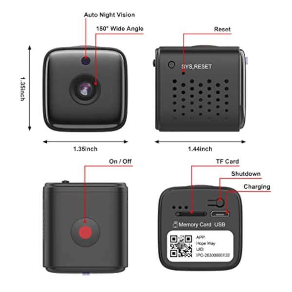 [ Nouvelle ] 4K Mini WIFI Caméras Espion | Portable | Bébé Pet Cam | Batterie Intégrée | Vision Nocturne | Détection de Mouvement | Cloud/ La carte TF Enregistrement | Configuration Facile 2.4G – Image 3