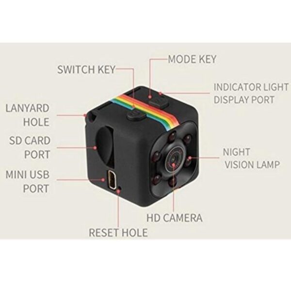 Sansnail Caméra Mini SQ11 HD Intérieur, avec Vision Nocturne et résolution 1080p (Couleur Noire) – Image 3