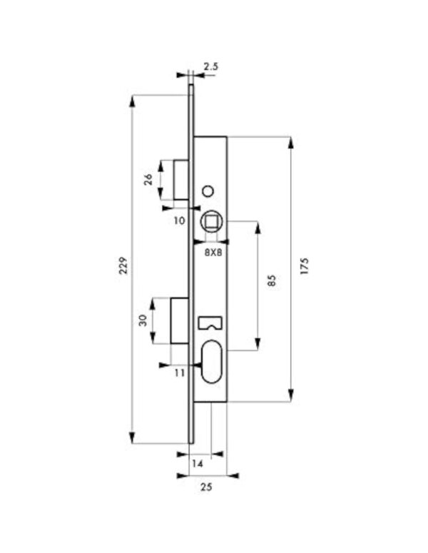 THIRARD - Serrure encastrable pour porte d'entrée avec cylindre, axe 14mm, 3 clés – Image 3