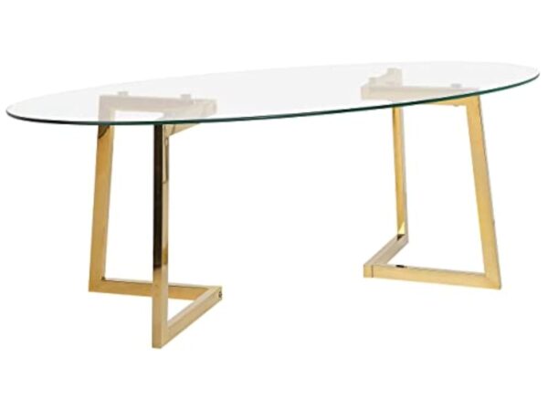 Table Basse Ovale avec Plateau en Verre et Cadre en Métal Doré au Style Moderne et Glamour Beliani – Image 2