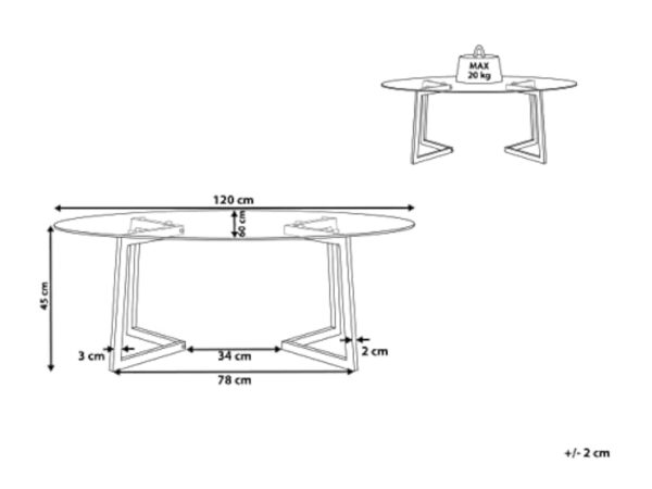 Table Basse Ovale avec Plateau en Verre et Cadre en Métal Doré au Style Moderne et Glamour Beliani – Image 4