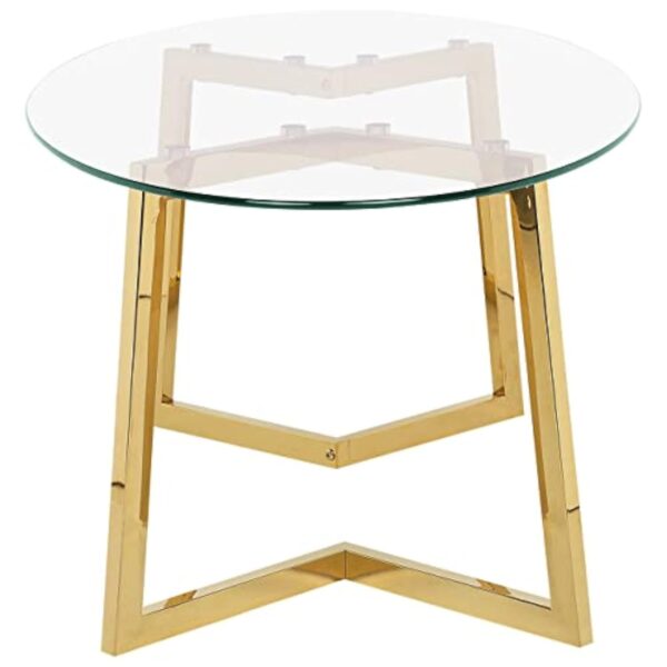 Table Basse Ovale avec Plateau en Verre et Cadre en Métal Doré au Style Moderne et Glamour Beliani – Image 5