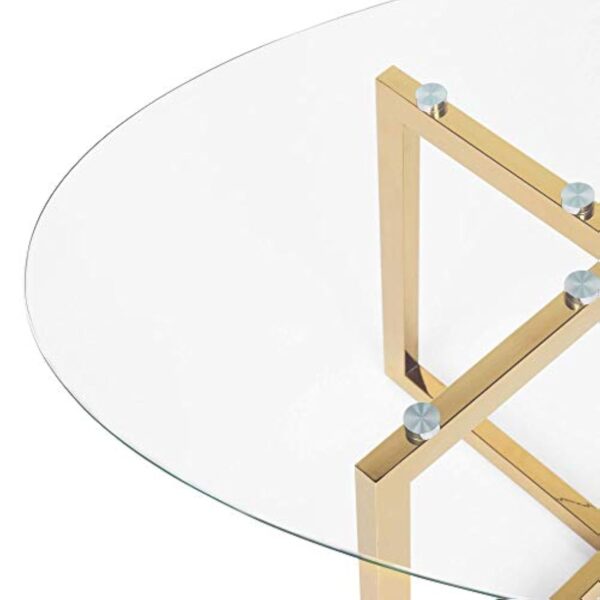 Table Basse Ovale avec Plateau en Verre et Cadre en Métal Doré au Style Moderne et Glamour Beliani – Image 6