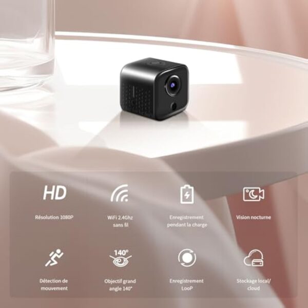 Tiantianle Camera Espion,WiFi 1080P HD Mini Camera Espion sans Fil,Caméra de Surveillance sans Fil Interieur,Camera Espion a Distance Discrete, Mini Cachée Détection Mouvement Spy Cam Vision Nocturne – Image 3