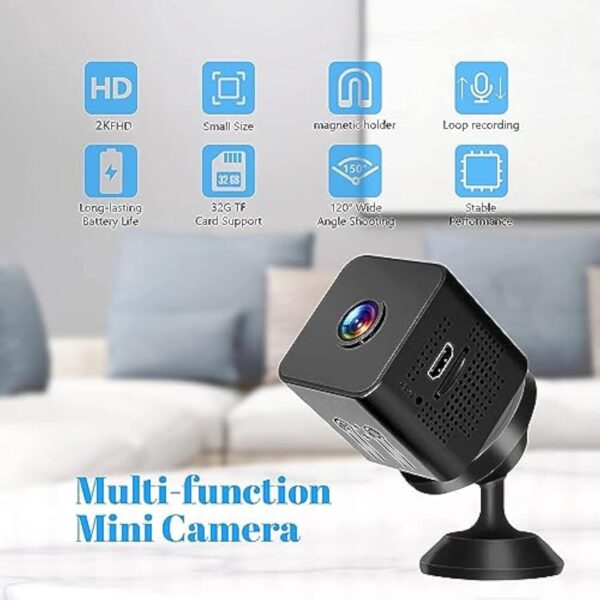 beseloa 2K Mini Camera Espion WiFi sans Fil Spy avec Vision Nocturne et Detecteur, Caméra Video Surveillance de Sécurité Bébé Hidden Caméra Interieur/Exterieur – Image 3