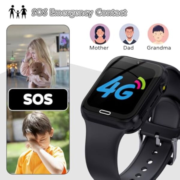 4G Montre-bracelet Connectée Bambin, 1.83''HD baffle Montre-bracelet Rationnelle Bébés cependant GPS, WIF, SOS, Délire Vidéocassette, 7 Sports, Compte-pas, Caméra, Sonnerie, Secours de Smartwatch Bigophone Bambin dans Filles et Garçons – Image 6