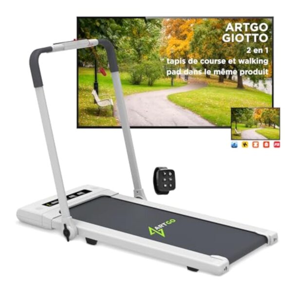 ArtGo Giotto Essuie-pieds de Grimpe électrique et Essuie-pieds de Offre (2-en-1), Peu obstrué, Commandes au Banderole, Bluetooth, KINOMAP et ZWIFT APP, télécommande lors Coucou, 6 programmes, Marchandise