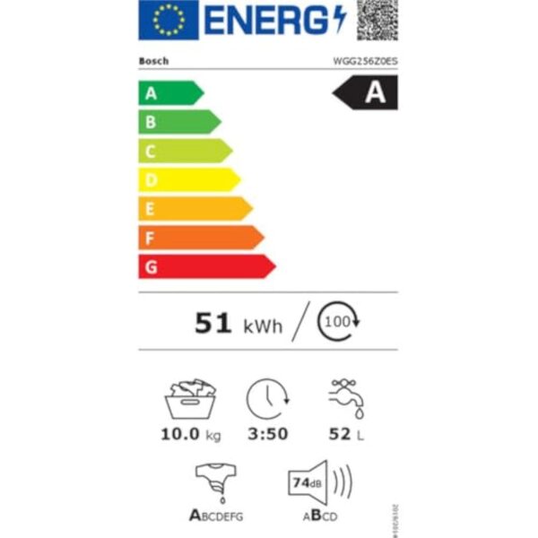 BOSCH Basalte-linge timbré 10 kg Serie 6 EcoSilence Interstice WGG256Z0ES – Image 5