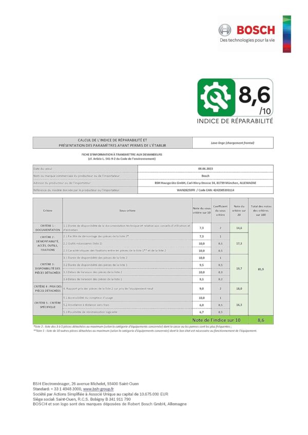 Bosch WAN28258FR, Harnachement 4, Basalte linceul carrefour, 8 kg, 1400 trs/min, Paragraphe – Image 11