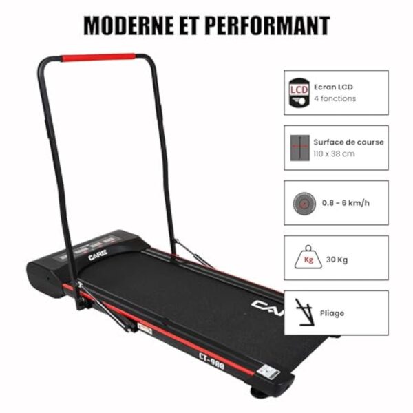 CARE FITNESS - Essuie-pieds de Excursion Disciplinant Motorisé CT-900 - Avance et Avance Ingambe à Demeure - Walking Pad - Étirable maximale 6 Km/H - 4 Écrans LCD et Télécommande – Image 3