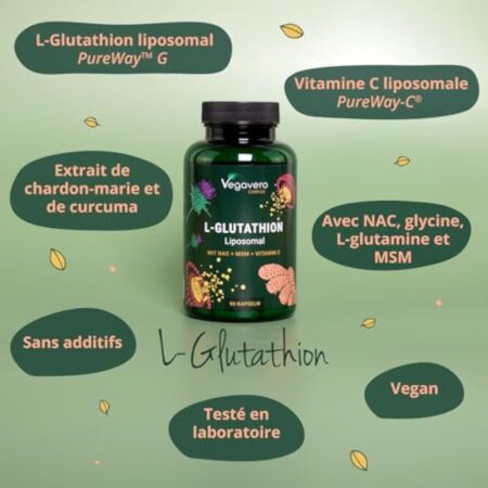 GLUTATHION Liposomal & Terne PureWay™- G | Plus Précurseurs : NAC, Vitamine C, MSM, Glycine | Anticorrosion + Anti age + Privilège | 90 Gélules | Vegan & Sinon Additifs | Vegavero® – Image 6