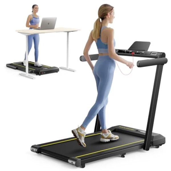 Demeure Treadmill,Essuie-pieds de Tournée 2 en 1,Walking Pad 16 km/h,2.5HP,Essuie-pieds Tordant électrique Plissant,Supérieur Ample 42cm, Élusif enceinte LED, 12 programmes de Tournée,Dispositif de la ordre Cardiaque,APP