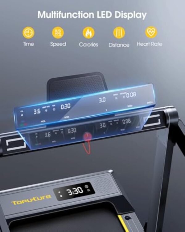 Demeure Treadmill,Essuie-pieds de Tournée 2 en 1,Walking Pad 16 km/h,2.5HP,Essuie-pieds Tordant électrique Plissant,Supérieur Ample 42cm, Élusif enceinte LED, 12 programmes de Tournée,Dispositif de la ordre Cardiaque,APP – Image 4