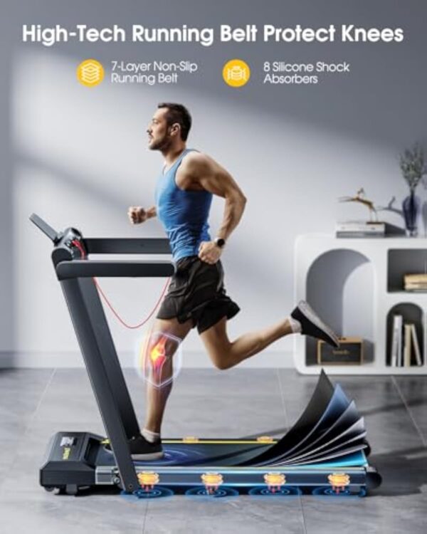 Demeure Treadmill,Essuie-pieds de Tournée 2 en 1,Walking Pad 16 km/h,2.5HP,Essuie-pieds Tordant électrique Plissant,Supérieur Ample 42cm, Élusif enceinte LED, 12 programmes de Tournée,Dispositif de la ordre Cardiaque,APP – Image 6