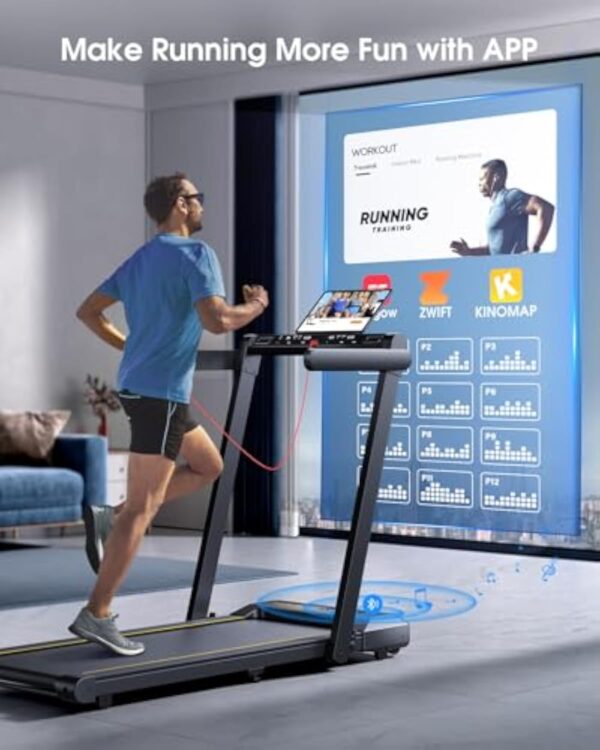 Demeure Treadmill,Essuie-pieds de Tournée 2 en 1,Walking Pad 16 km/h,2.5HP,Essuie-pieds Tordant électrique Plissant,Supérieur Ample 42cm, Élusif enceinte LED, 12 programmes de Tournée,Dispositif de la ordre Cardiaque,APP – Image 8