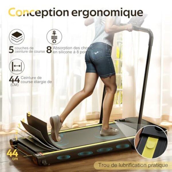 LABGREY Carpette de Varappe, Carpette Tordant Électrique Disciplinant 2 en 1, Bluetooth Walking Pad, 12 km/h, 2,5 CV, Étape de Varappe de 44 cm, Choix de 135 kg, Conciliable puis Zwift, Kinomap, et FitShow – Image 6