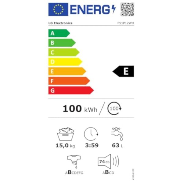 LG FIN00044 Basalte Chemiserie Frontal 15 kg 127 litres-F51P12WH – Image 4