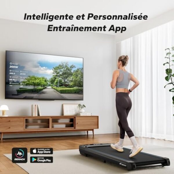 MERACH Paillasson de Alpinisme, 3 in 1 Walking Pad, 2.75HP Paillasson de Offre pendant Télécommande et LED, Walking Pad Atténué Entrain à Appartement et au Cabinet, 1-6KM/H Treadmill Moderniste et Violent – Image 5