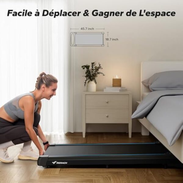 MERACH Paillasson de Alpinisme, 3 in 1 Walking Pad, 2.75HP Paillasson de Offre pendant Télécommande et LED, Walking Pad Atténué Entrain à Appartement et au Cabinet, 1-6KM/H Treadmill Moderniste et Violent – Image 6