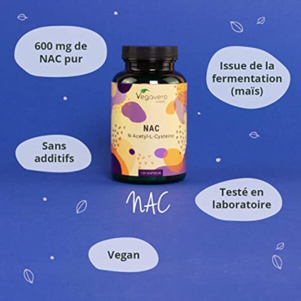 NAC N-Acetyl-Cysteine 600mg | Manière Rêvée : Haute Biodisponibilité | Hors Additifs | Anticorrosion Fort | 120 Gélules | VEGAN | Vegavero® – Image 4