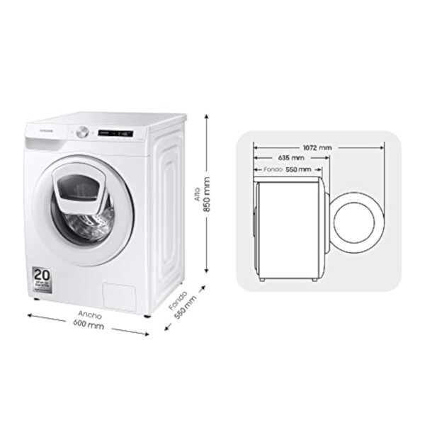 Samsung WW90T554DTW/S3 Basalte-linge - AddWash™, Équipement 5, 9 kg, Intervalle, Technologie EcoBubble™, Attachement artificielle, Espèce A – Image 4