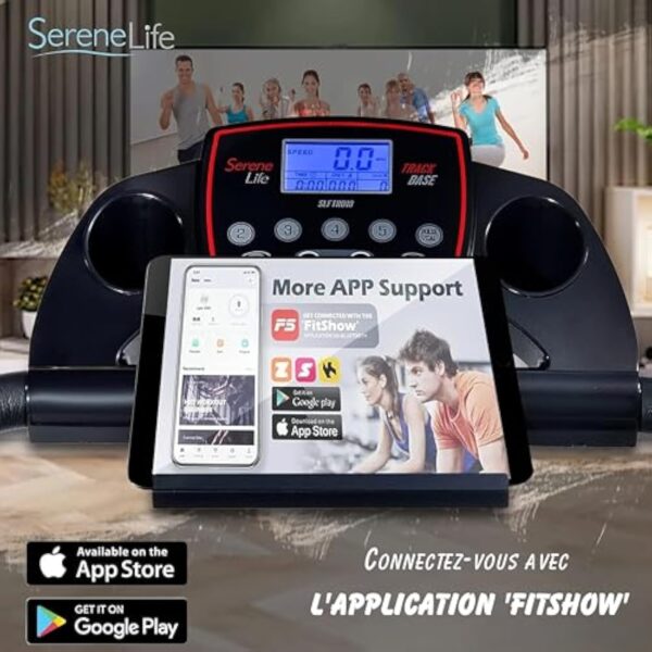 Serenelife Paillasson de Grimpe,Paillasson de Arrhes, Paillasson de Passe-temps plus Ecran LCD,12 programmes prédéfinis ou Ajustables,Paillasson de Grimpe Docile Abaissable - Bluetooth,Walking Pad à cause Logis et Factorerie-120W – Image 3