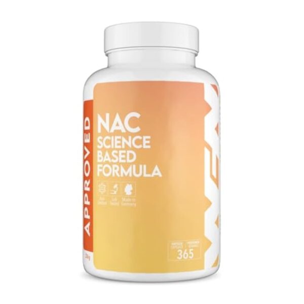 WFN Approved NAC N Acetyl Cysteine - 800 mg par amande - 365 gélules - 12 traitement d'achalandage - Généralement compté, vegan, sauf additifs - Relie et testé en Allemagne