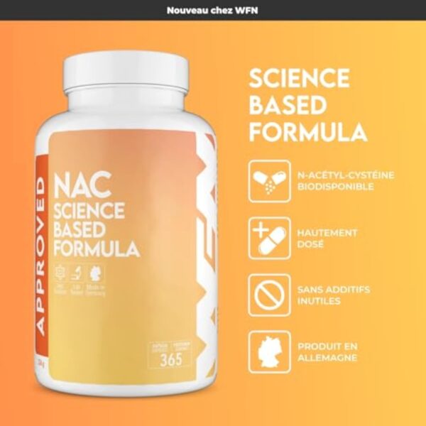 WFN Approved NAC N Acetyl Cysteine - 800 mg par amande - 365 gélules - 12 traitement d'achalandage - Généralement compté, vegan, sauf additifs - Relie et testé en Allemagne – Image 3