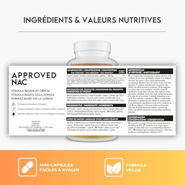 WFN Approved NAC N Acetyl Cysteine - 800 mg par amande - 365 gélules - 12 traitement d'achalandage - Généralement compté, vegan, sauf additifs - Relie et testé en Allemagne – Image 6