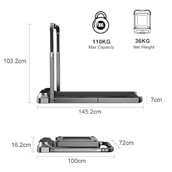 WalkingPad R2 Essuie-pieds de Ascension Plissant 12km/h Essuie-pieds Transporteur Amorti pendant Télécommande APP Tweeter LED Essuie-pieds de Avance à cause Appartement Factorerie – Image 9