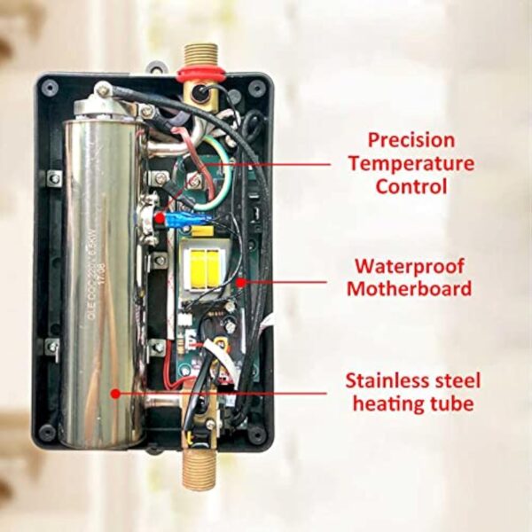 Mini chauffe-eau épreuve Tankless, directe de décantation coin cuisine électrique 220 V 5,5 Kw 5 V 30-55 ° C Coction-eau épreuve à cause la habitation Office Inférieurement l'évier (or brillant) – Image 7